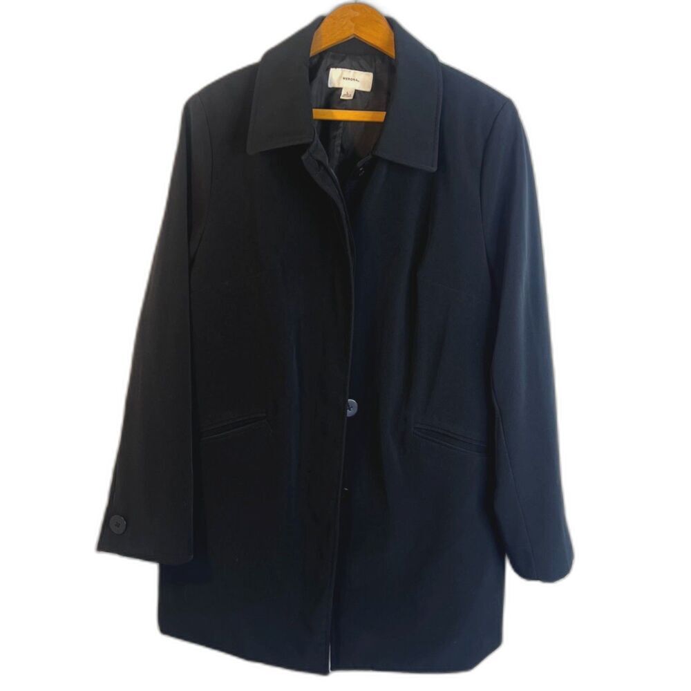Merona Button Front Lined Basic Black Lightweight Jacket Dressy Size‎ Large